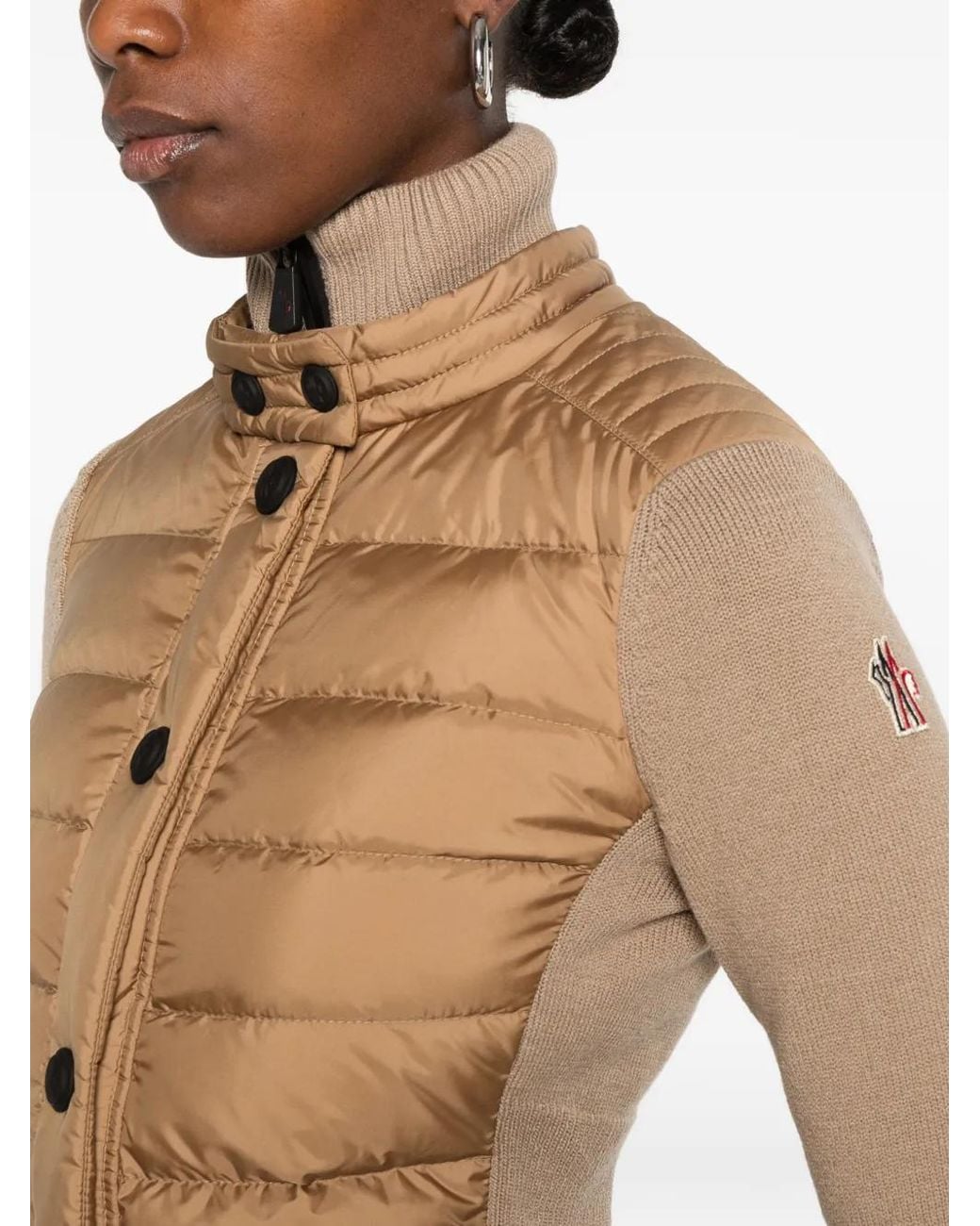 Moncler White Quilted-Panel High-Neck Jacket