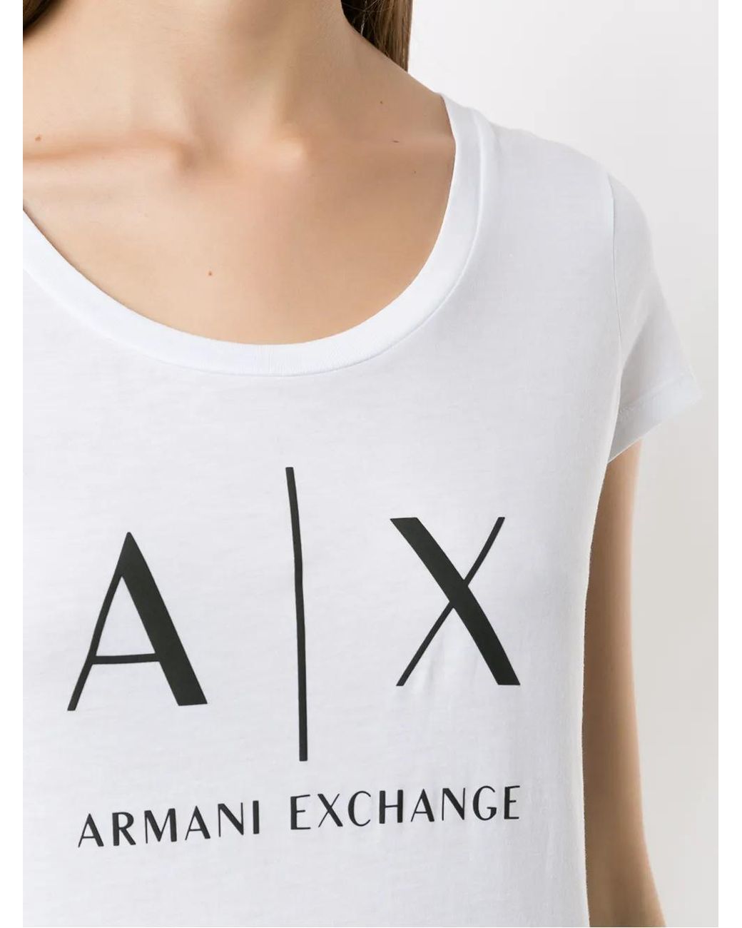 ARMANI EXCHANGE White Logo-Print Round-Neck T-Shirt