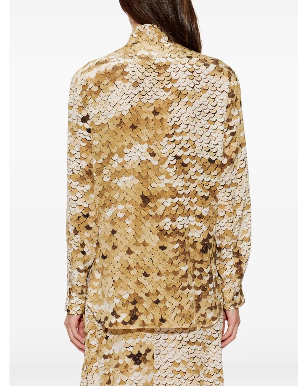 Moschino Natural Scallop-Print Bow-Detail Shirt