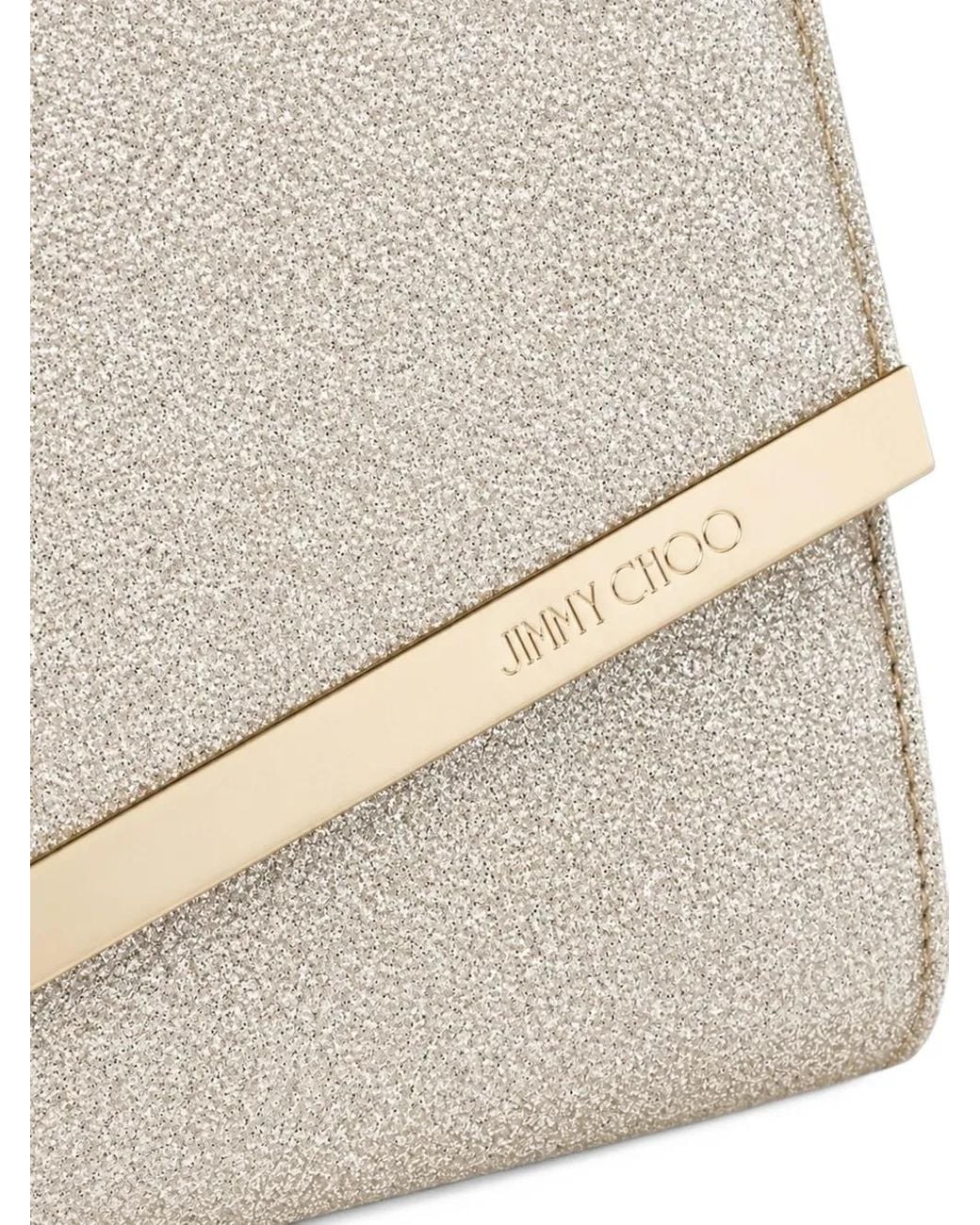Jimmy Choo Natural Emmie Platinum Ice Dusty Glitter Clutch Bag