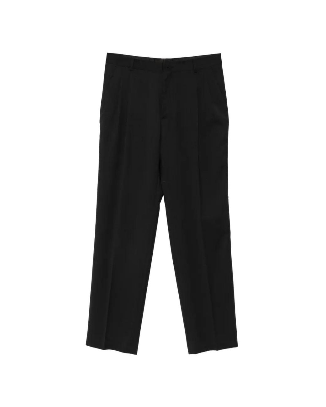 Manuel Ritz Black Pleated Straight-Leg Trousers for men