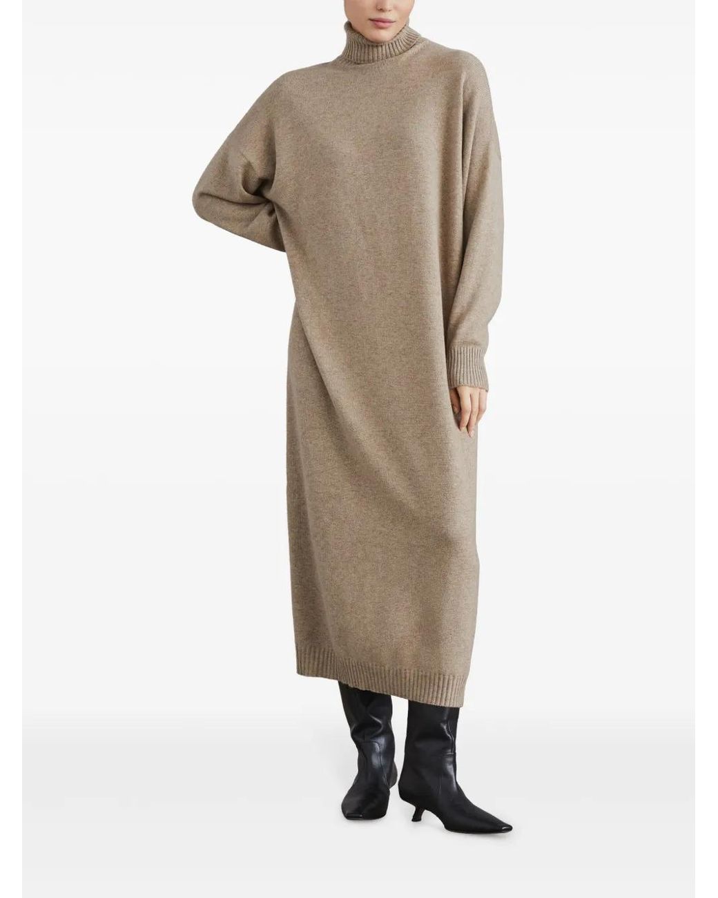 Brunello Cucinelli Natural Cashmere Dress With Precious Details