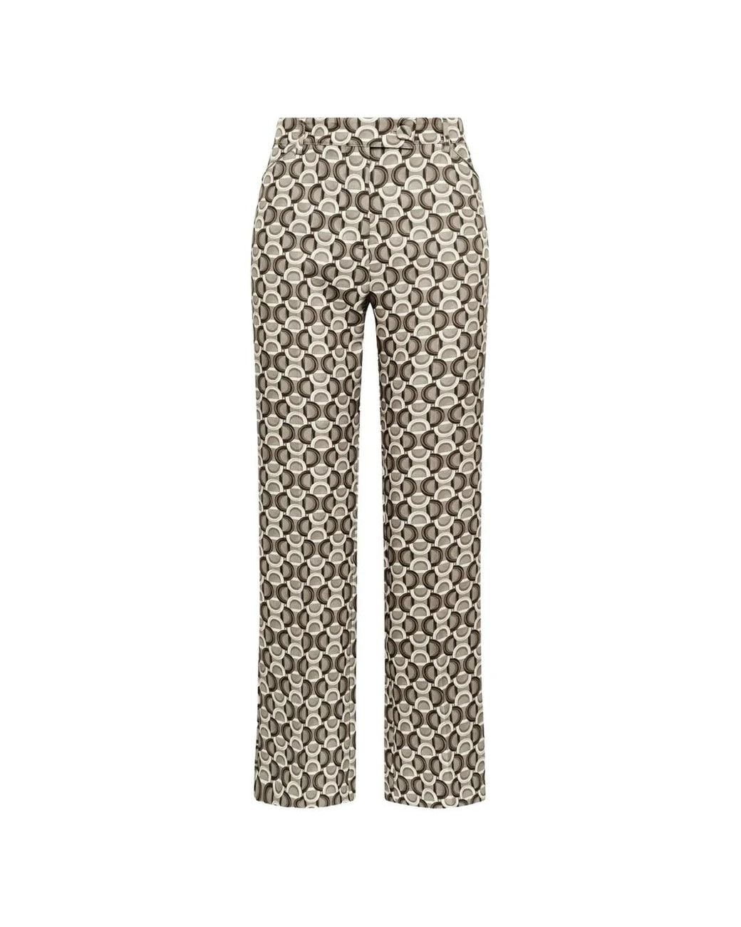 Maliparmi White Orbit-Print Chain-Print Straight-Leg Trousers