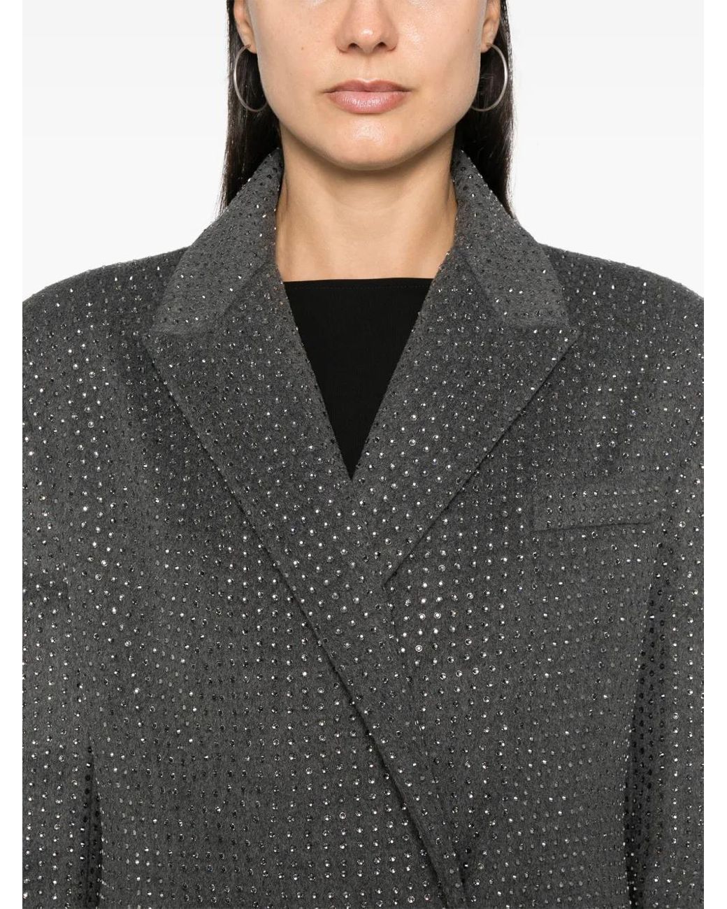 GIUSEPPE DI MORABITO Gray Rhinestone-Embellished Coat