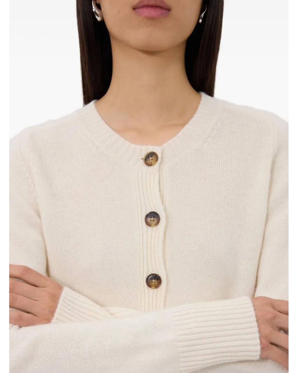 Loulou de Saison Natural Ribbed Cashmere Cardigan
