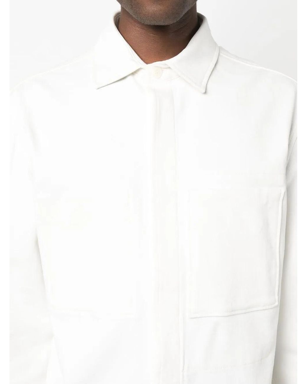 Zegna White Patch-Pocket Long-Sleeved Shirt for men
