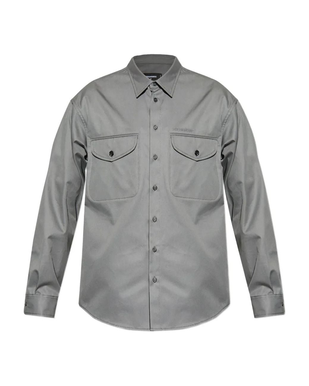 DSquared² Gray Double-Pocket Cotton Shirt for men