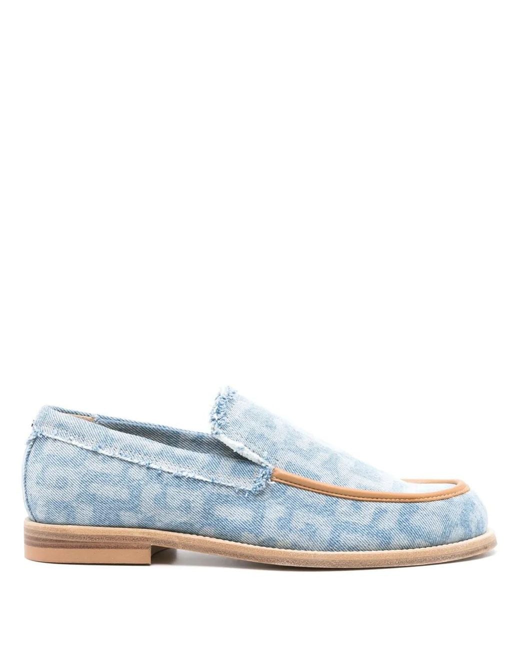 Gcds Blue Loafer Mit Monogramm-Print