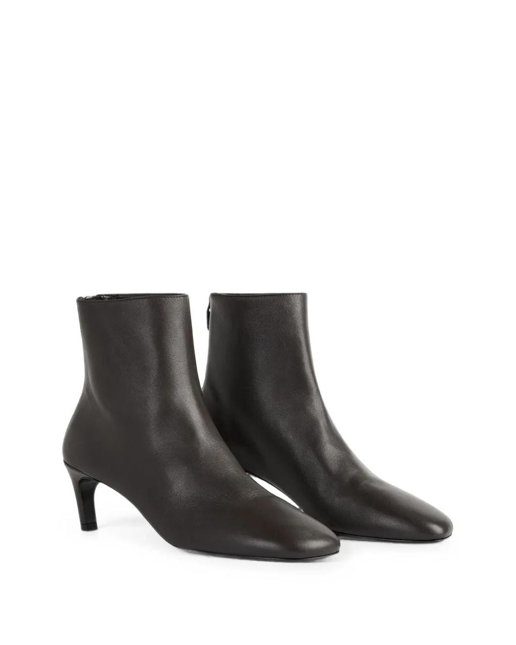 Totême Gray Square-Toe Leather Boots