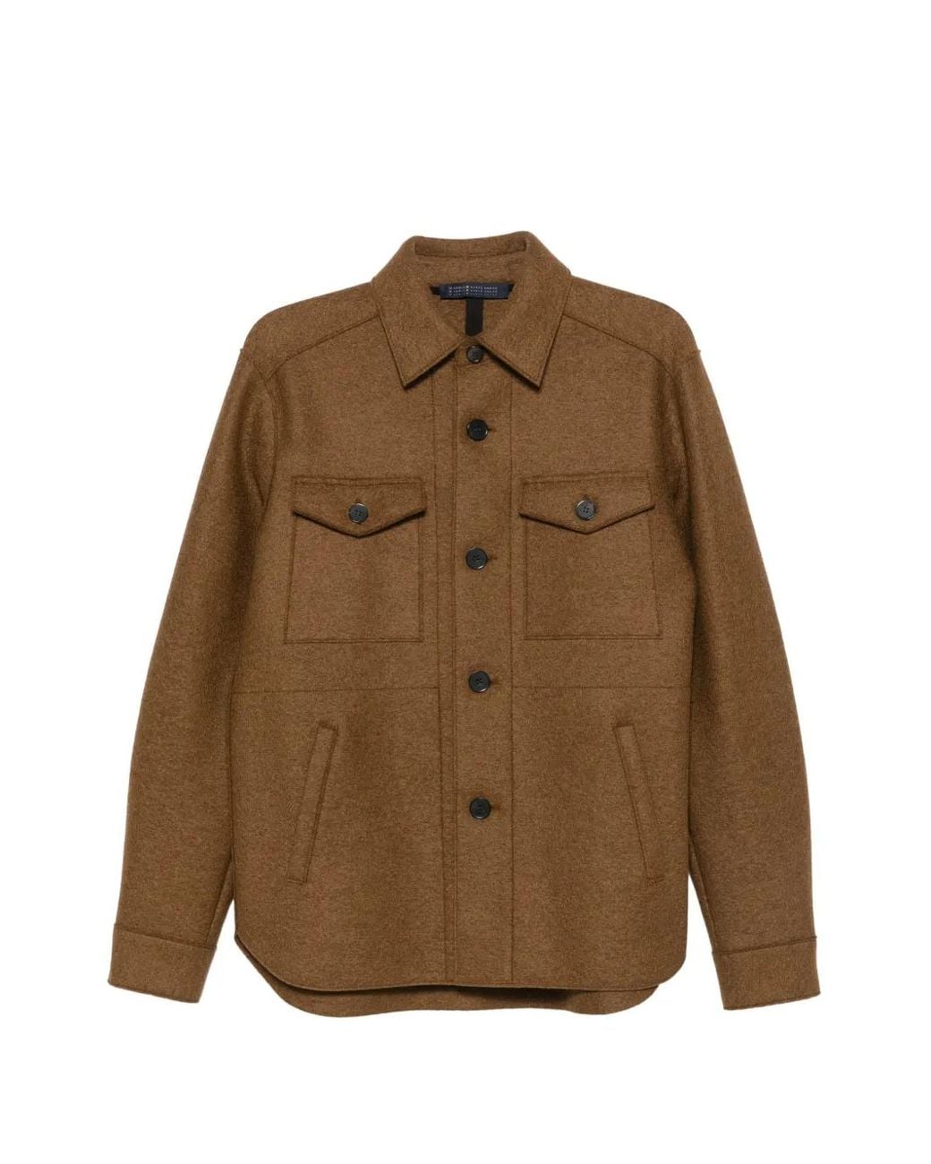 Harris Wharf London Brown Button-Up Virgin-Wool Jacket for men