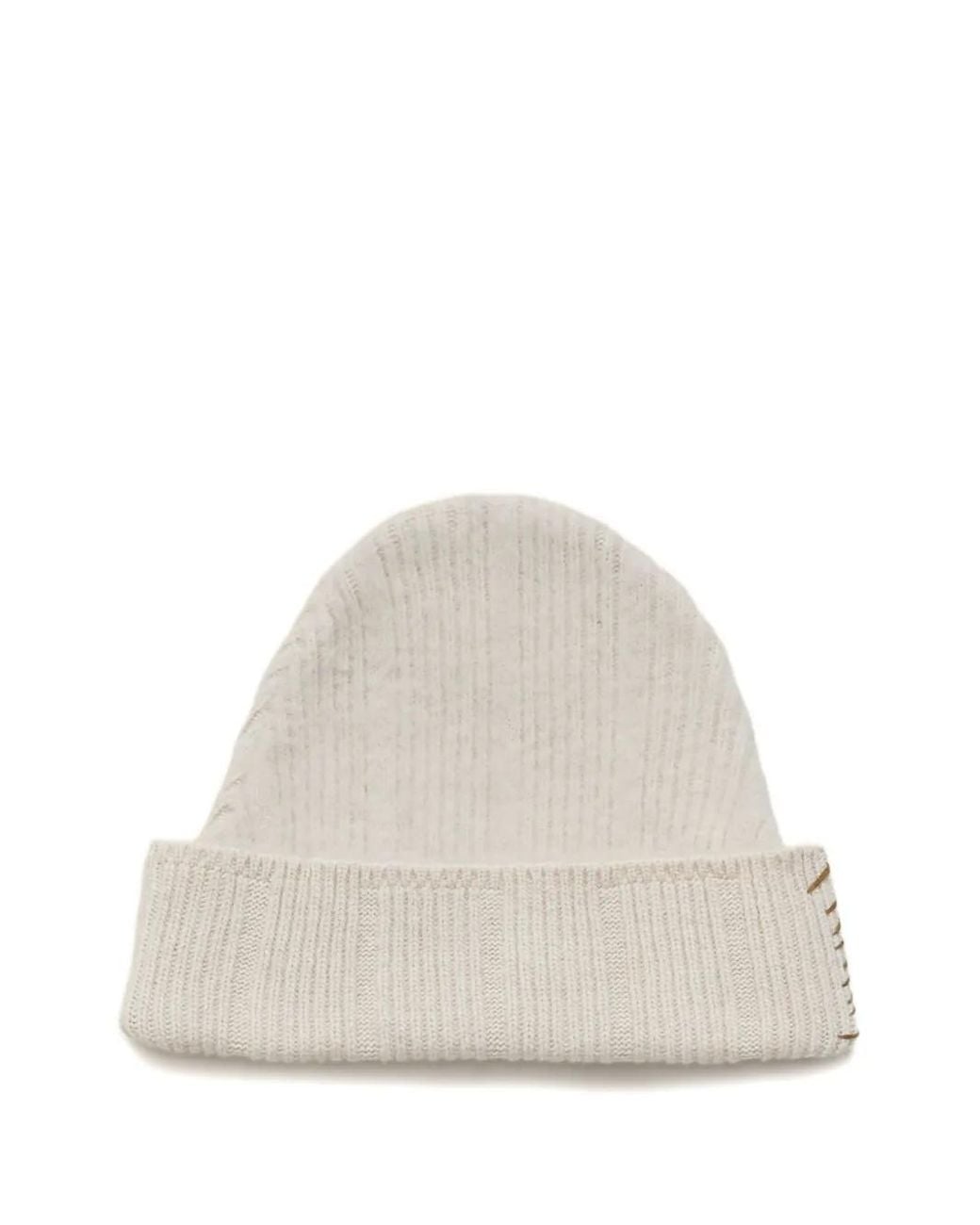 Marni White Bonnet En Laine Et Cachemire Avec Broderie Mending for men