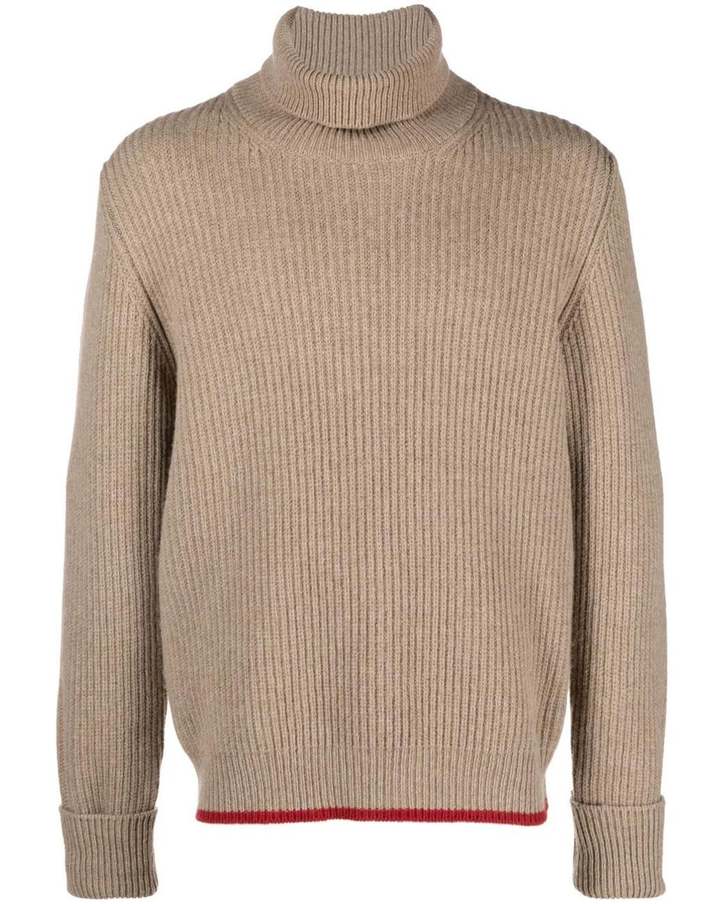 Fay Brown Ribbed-Knit Roll-Neck Sweatshirt for men