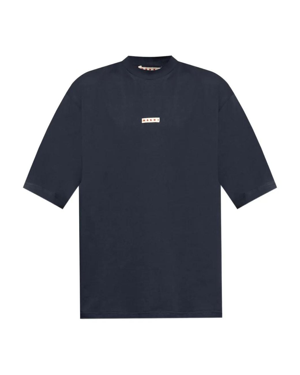 Marni Blue Crew-Neck Logo T-Shirt for men