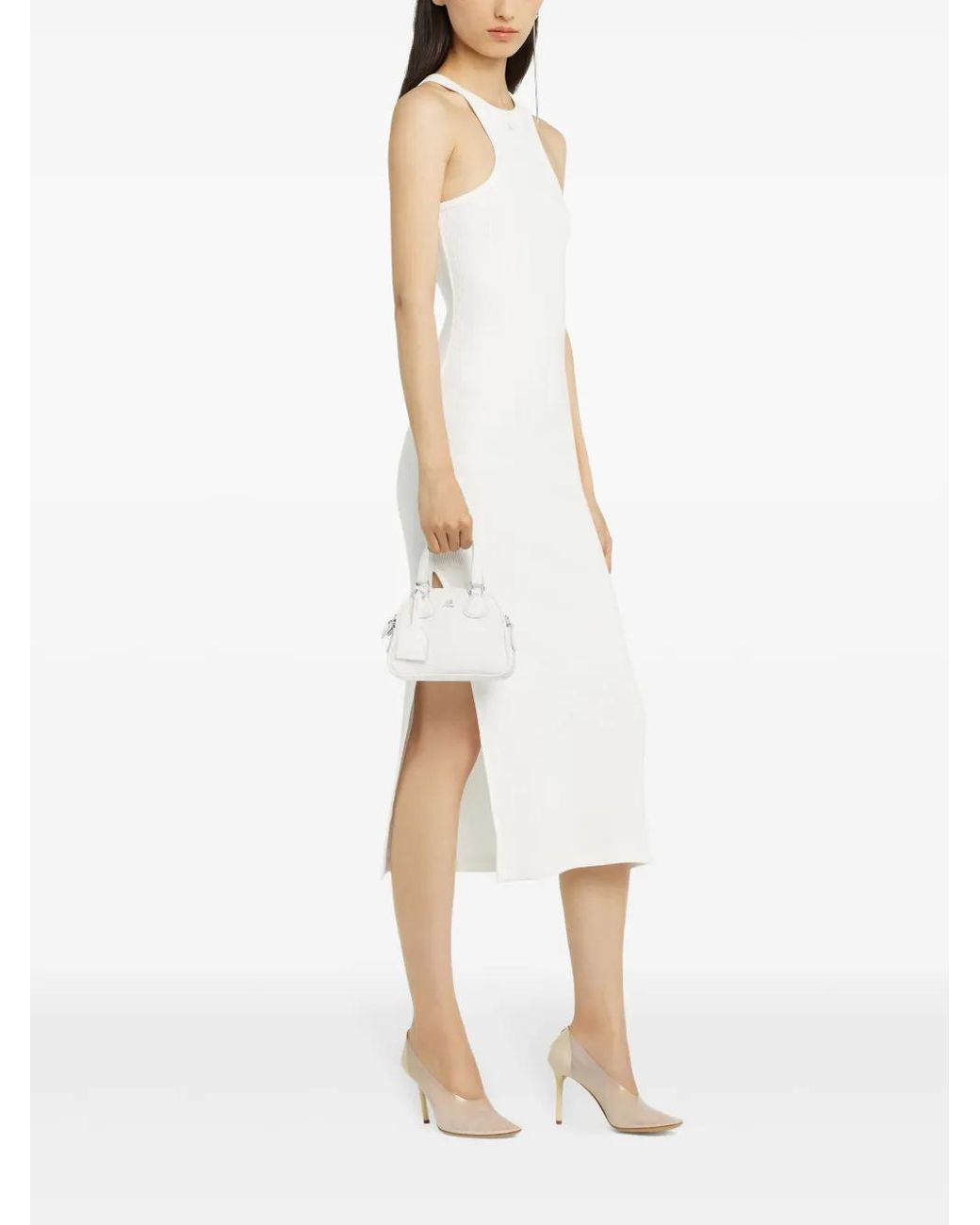 Courreges White Mini Ac Stud Tote Bag