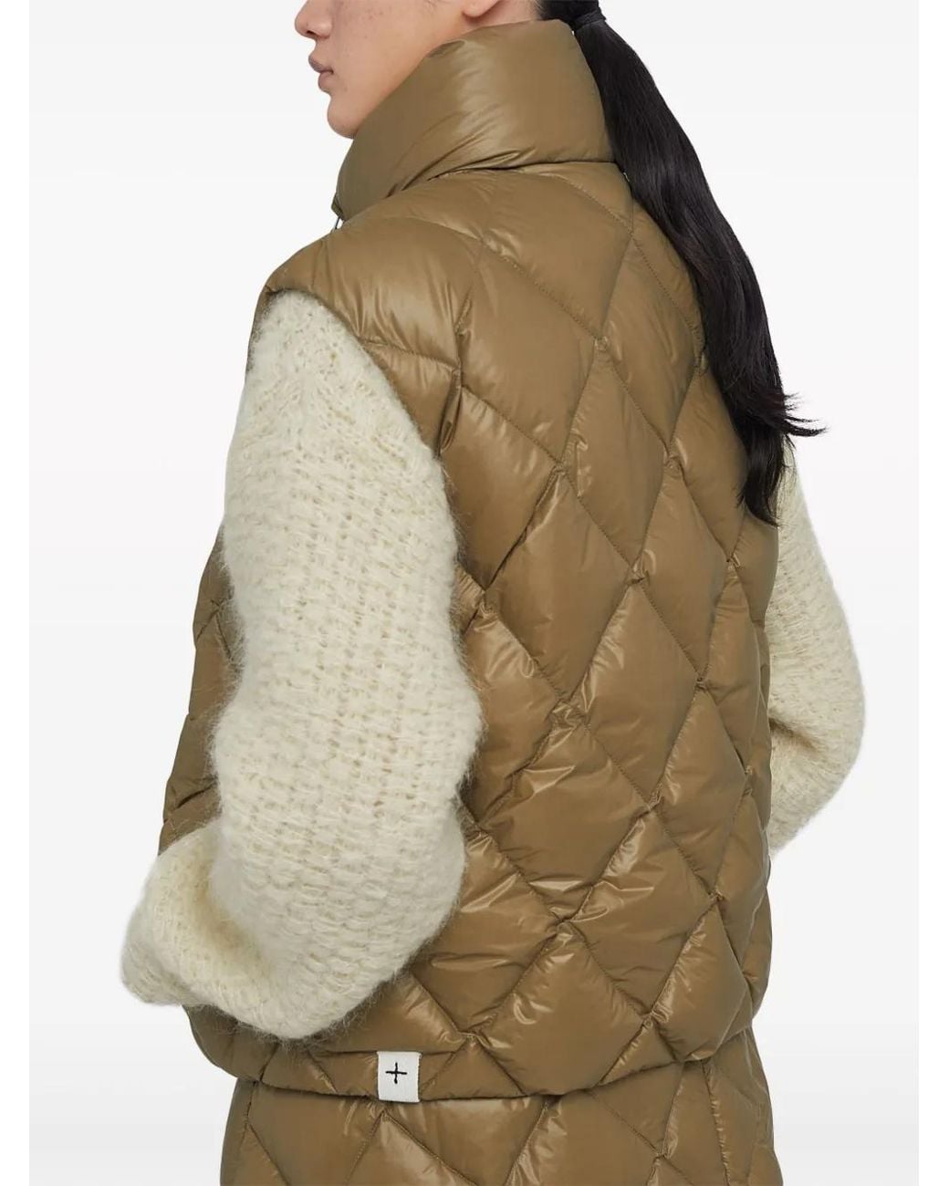 Jil Sander Brown Diamond-Quilted Puffer Gilet