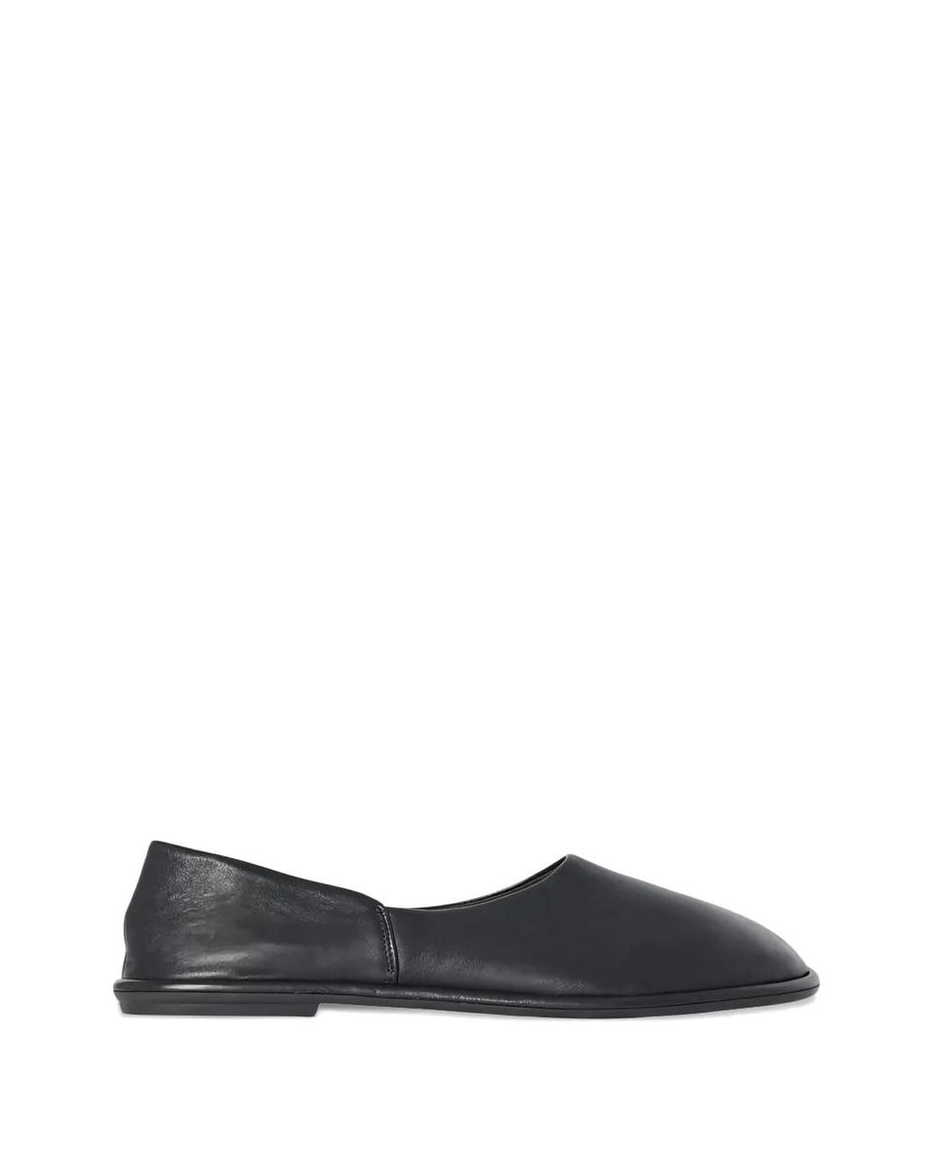 The Row Black Leather Round-Toe Loafers