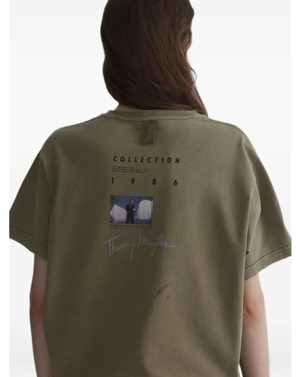 Mugler Green Short Sleeves Logo T-Shirt