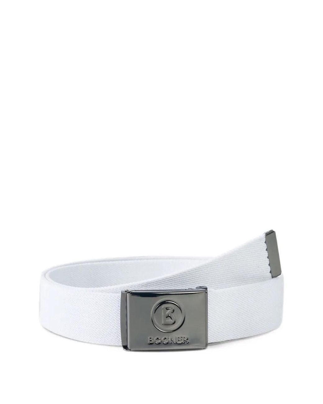 Bogner White Gino Logo-Buckle Belt