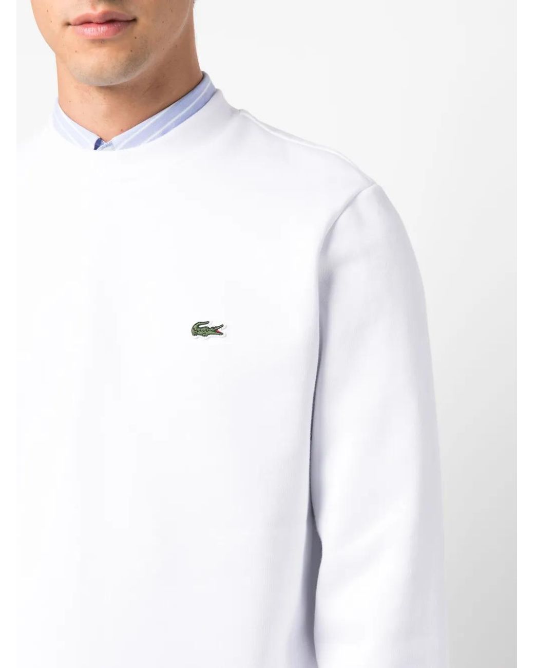 Lacoste White Logo-Embroidered Sweatshirt for men