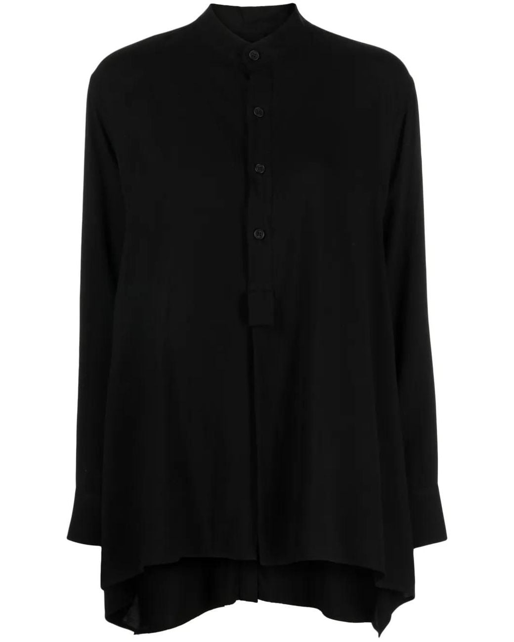 Yohji Yamamoto Black Button-Up Band-Collar Shirt