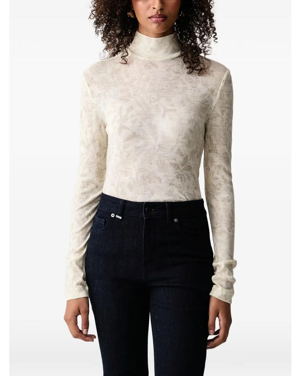 Mos Mosh White Mmxinna Floral-Print High-Neck Top