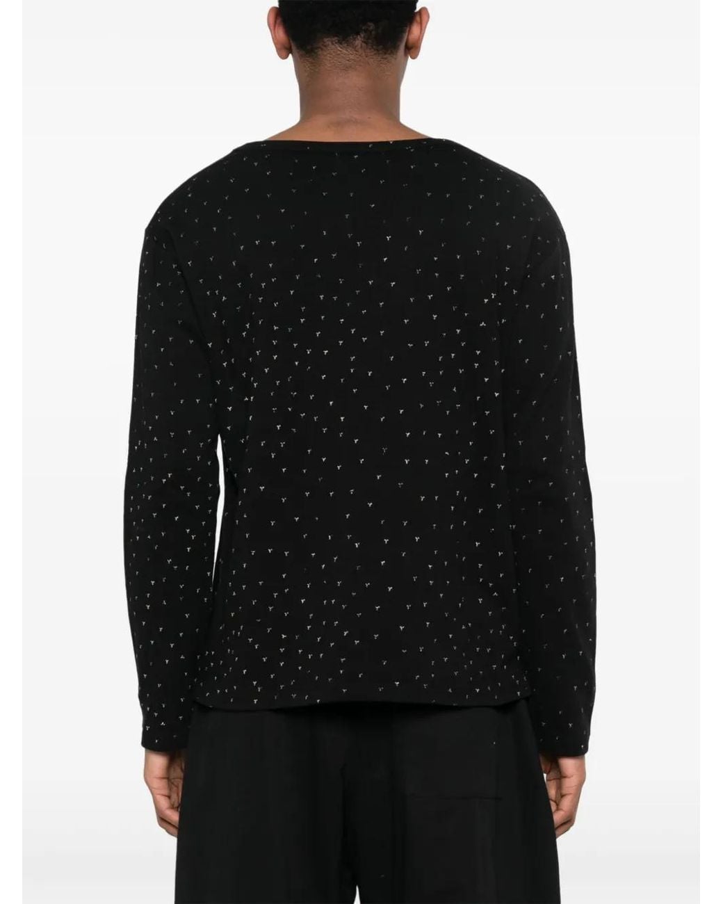 Yohji Yamamoto Black Logo-Print Long-Sleeve T-Shirt for men