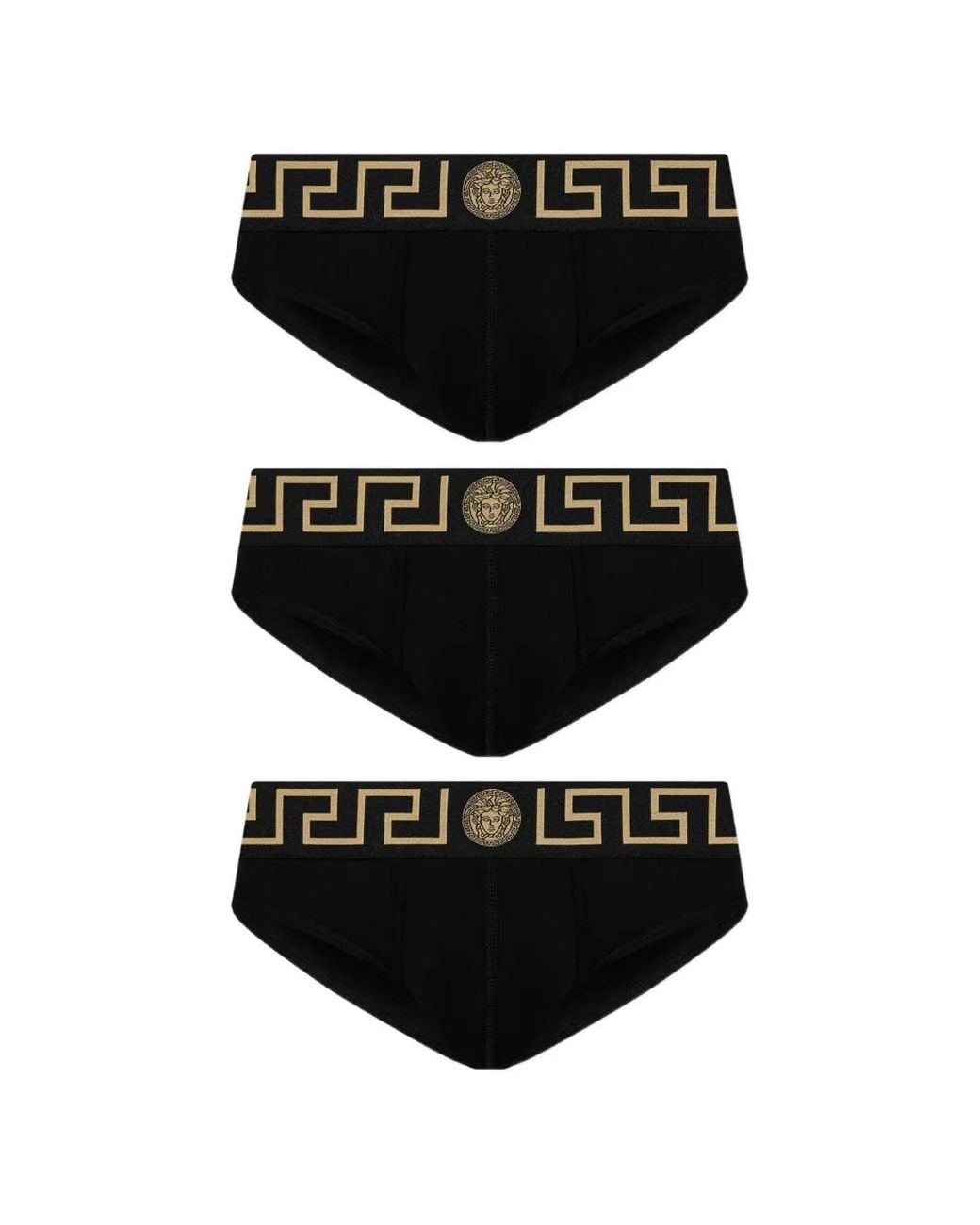 Versace Drie Greca Medusa Head Slips in het Black voor heren