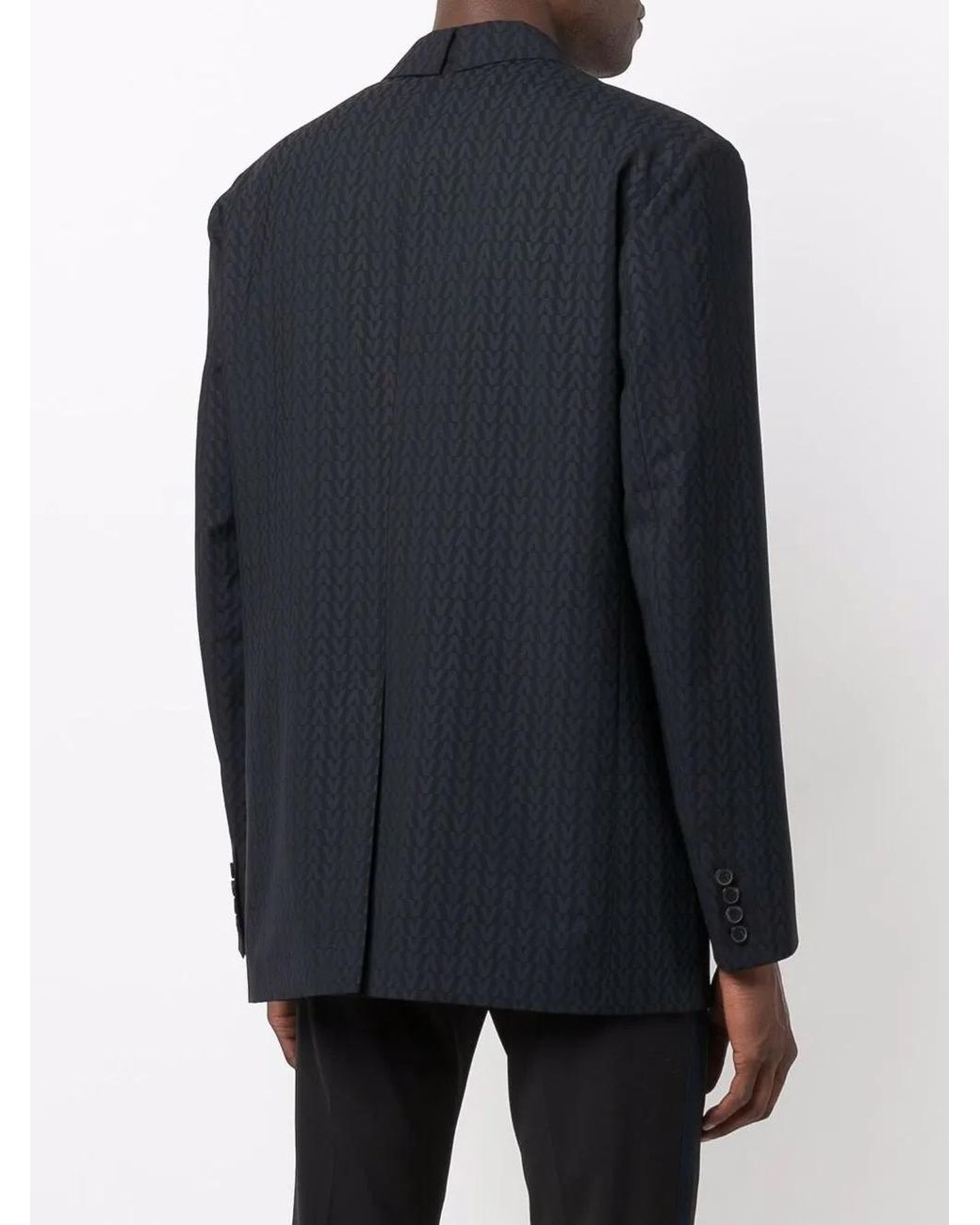 Valentino Garavani Blue Monogram-Jacquard Wool Jacket for men