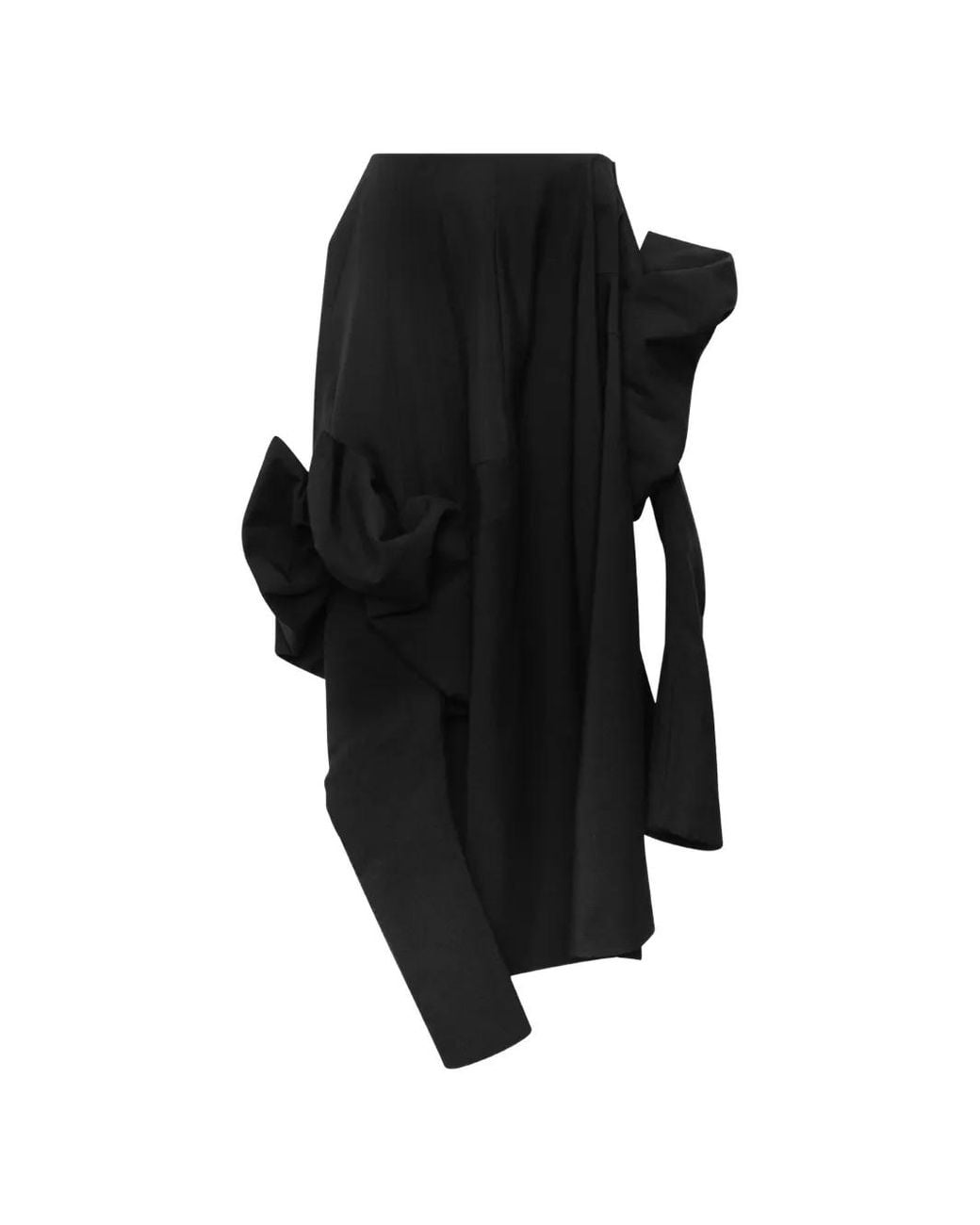 Comme des Garçons Black Draped Oversized Midi Skirt