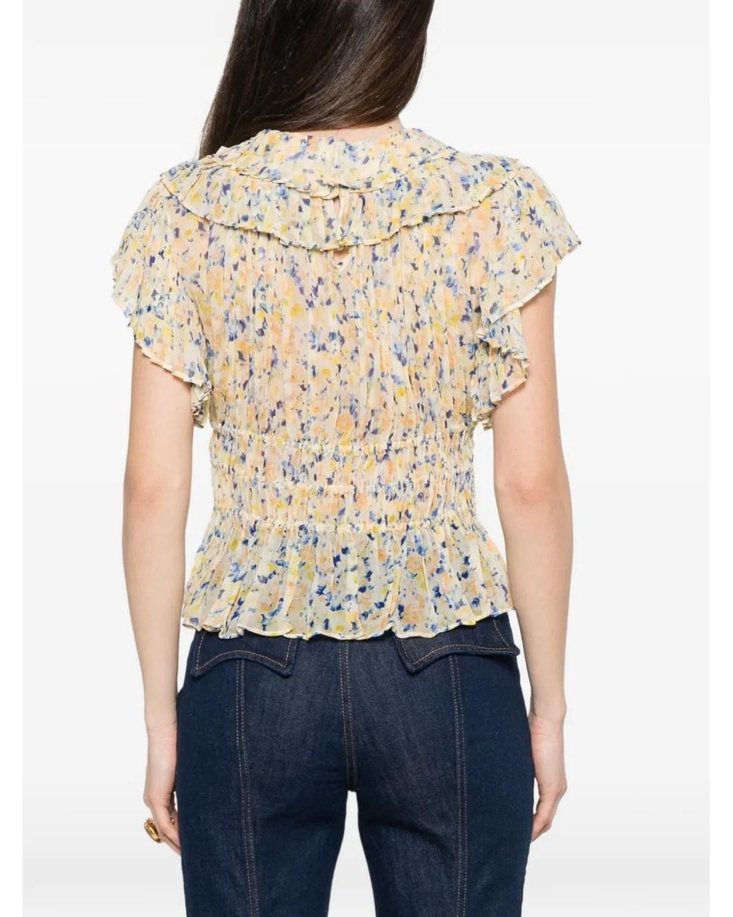 Ulla Johnson White Athene Ruffled Floral-Print Blouse