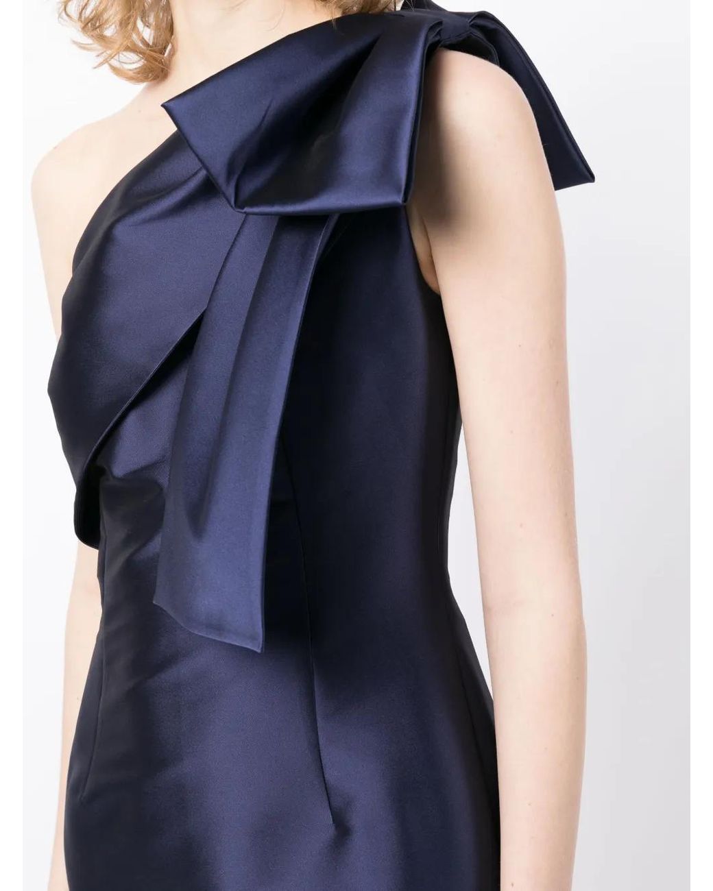 Sachin & Babi Blue Bonnie Bow Satin-Finish Gown