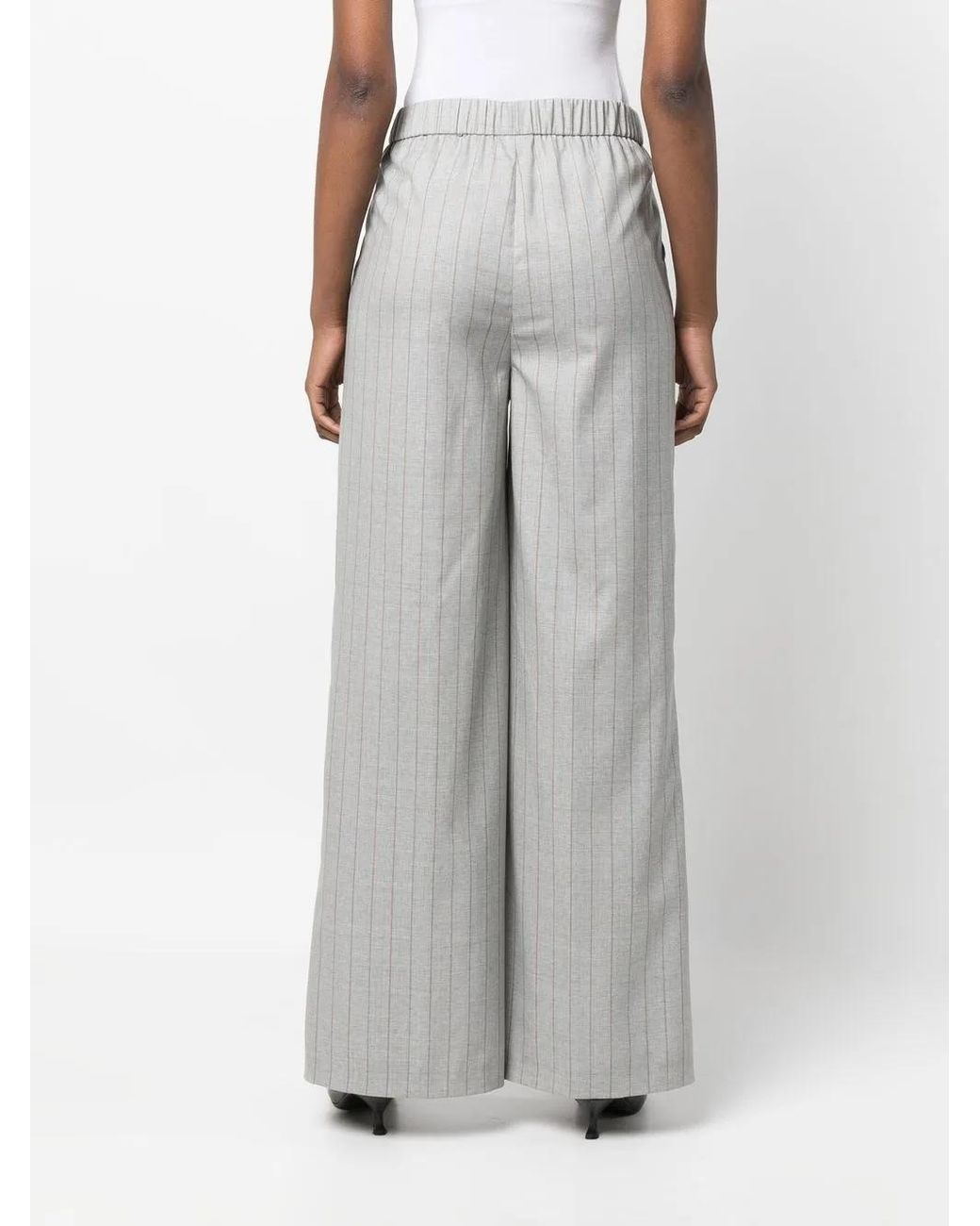Fabiana Filippi Gray Pinstripe Straight-Leg Trousers