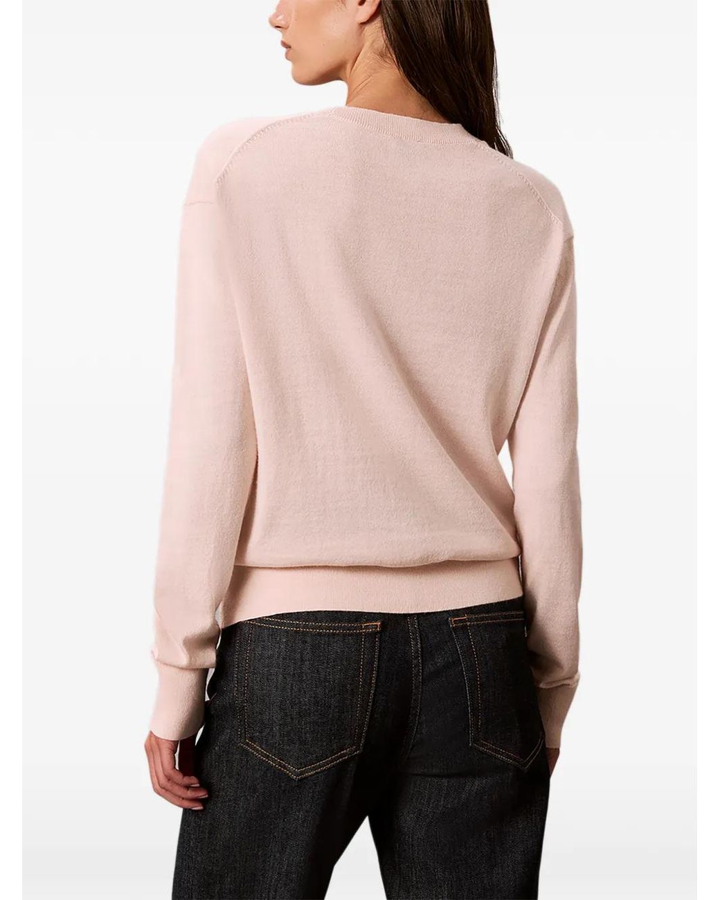Calvin Klein White Crew-Neck Long-Sleeve Sweater