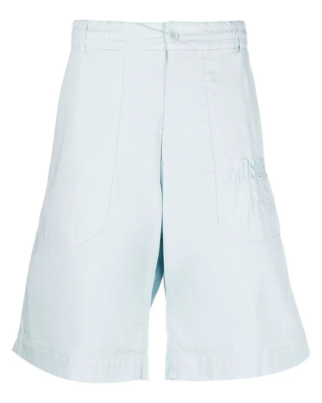 Moschino Blue Knee-Length Stretch Cotton Shorts for men
