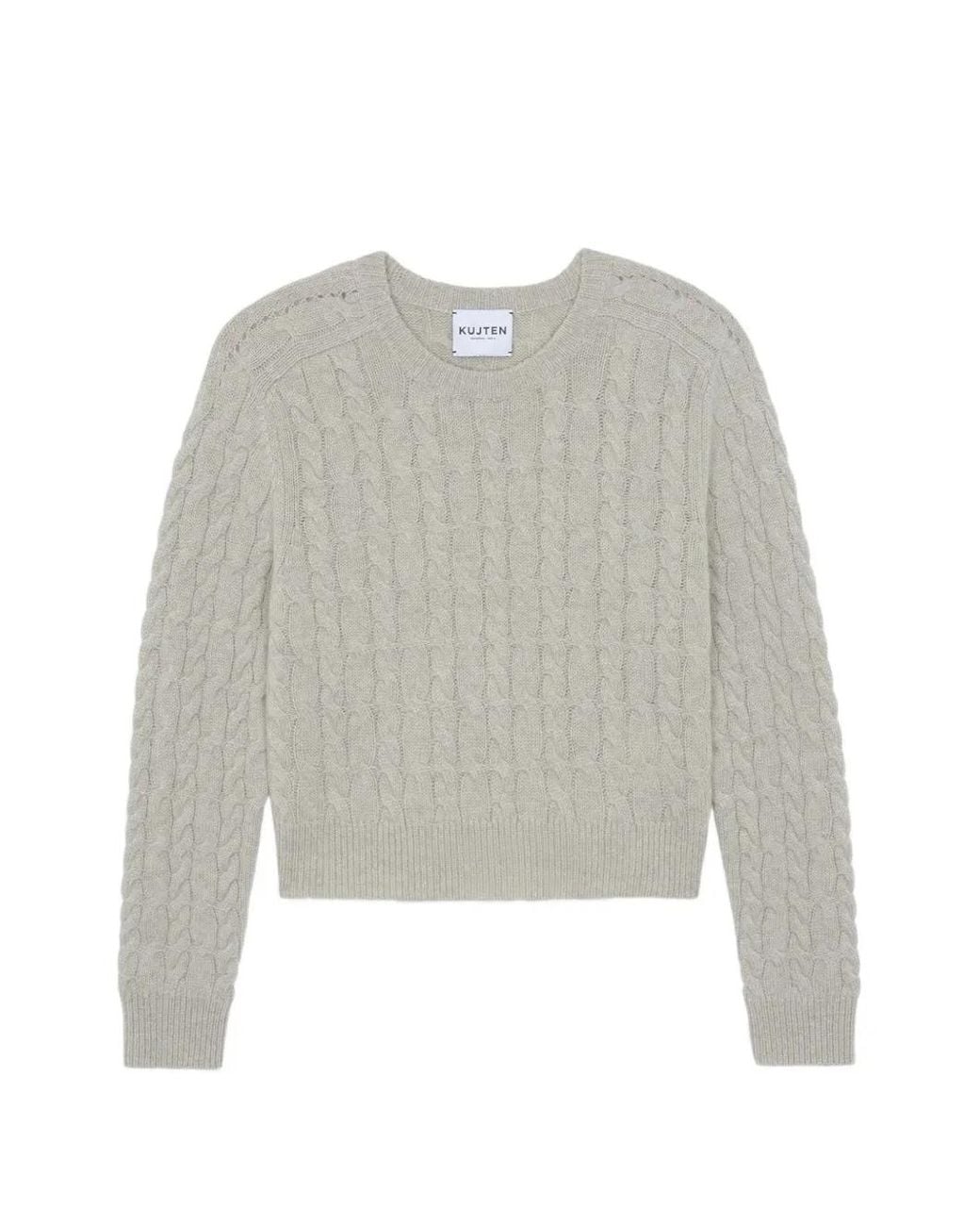 Kujten White Caroline Cable Oat Sweater