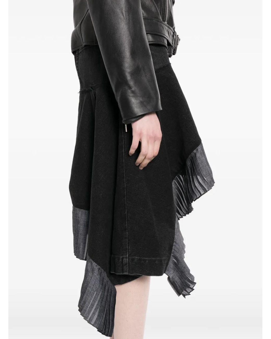 Sacai Black Denim Midi Skirt