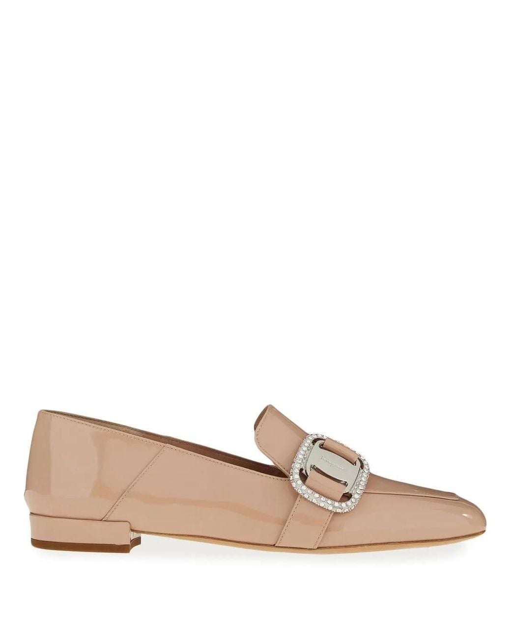 Ferragamo Natural Vara Patent Leather Chain Loafers