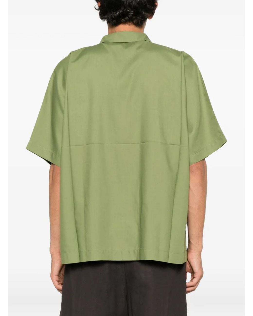 Issey Miyake Green Short-Sleeved Camp-Collar Shirt for men
