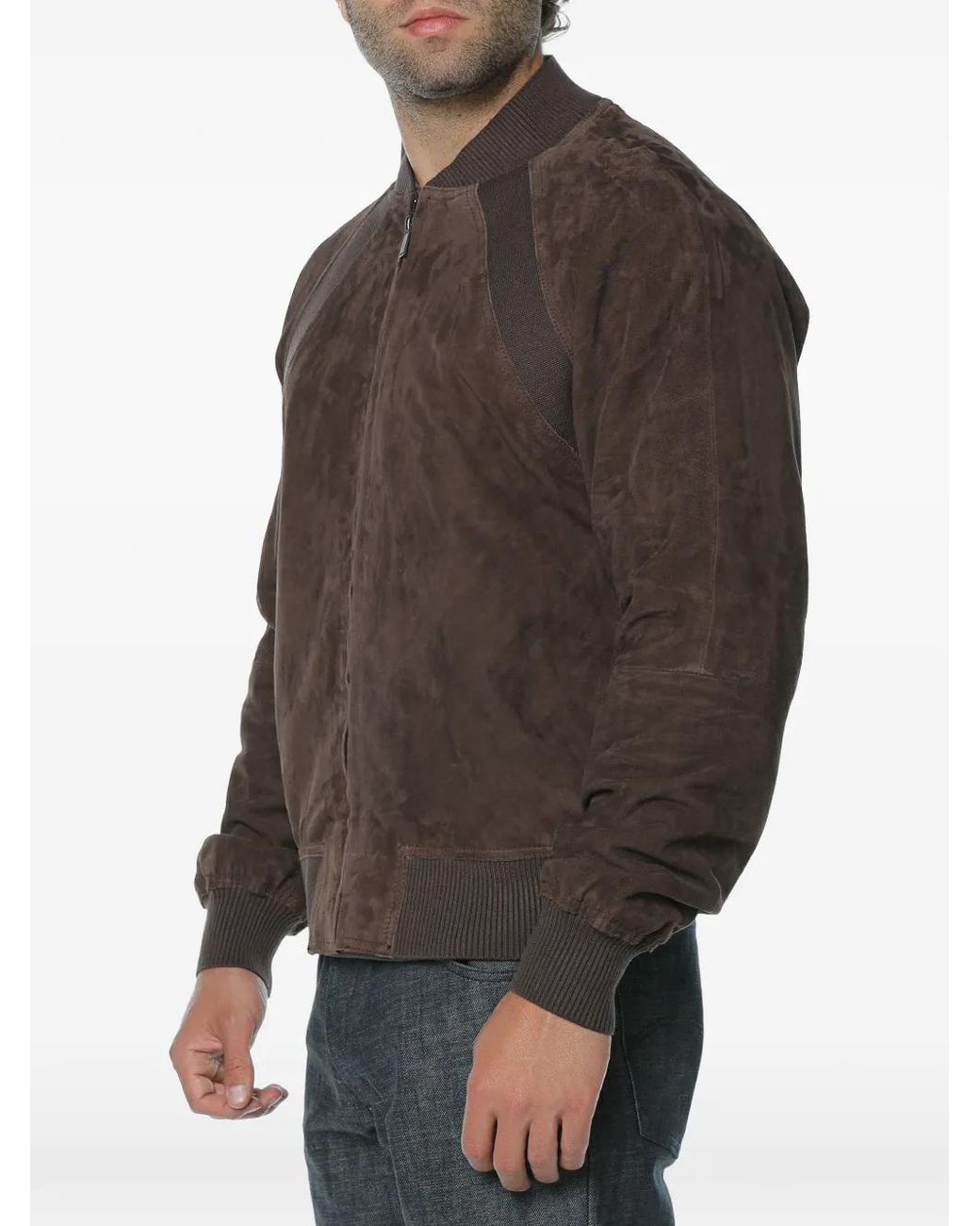 Trussardi Brown Suede Bomber Jacket for men