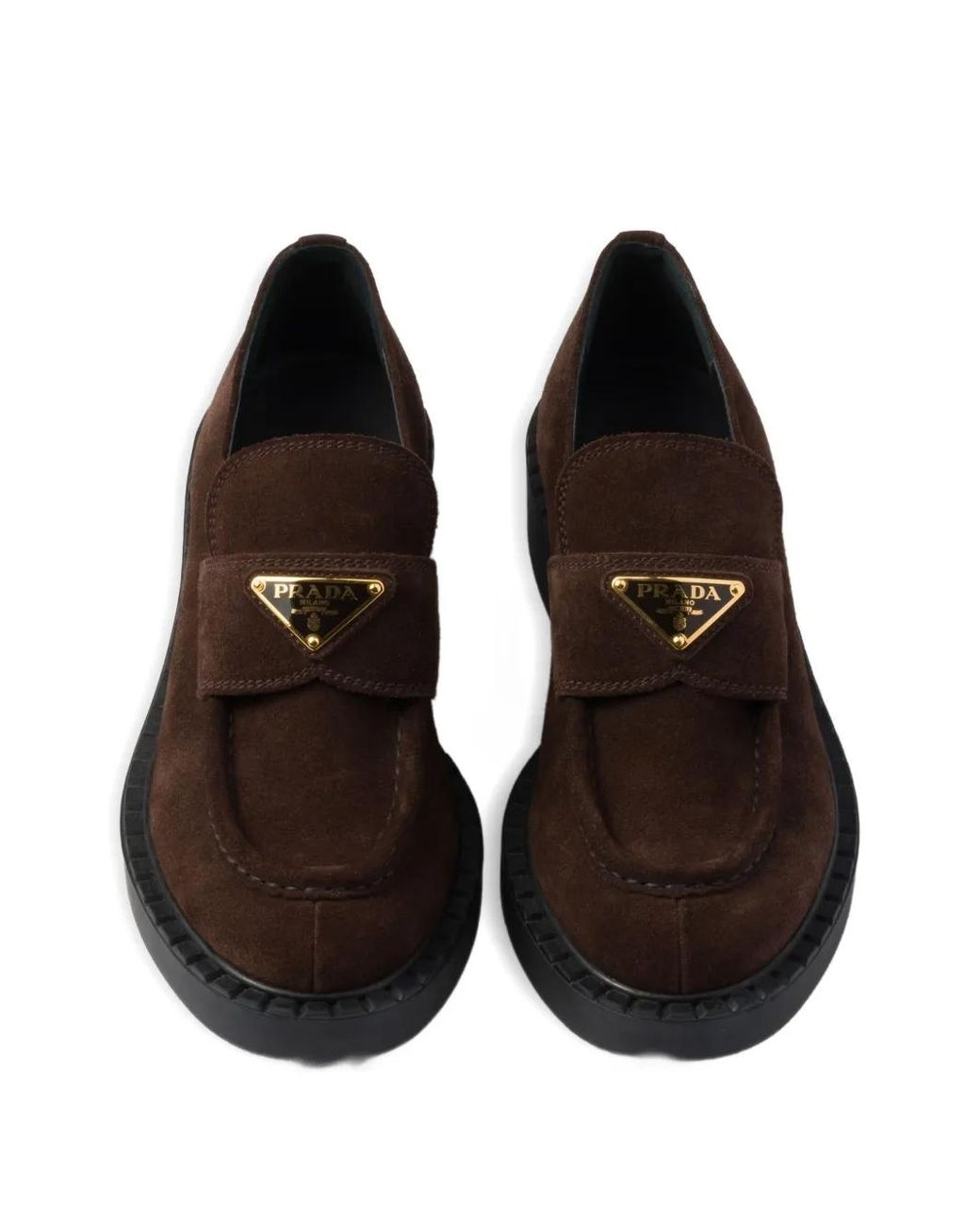 Prada Brown Mocassins À Plaque Logo