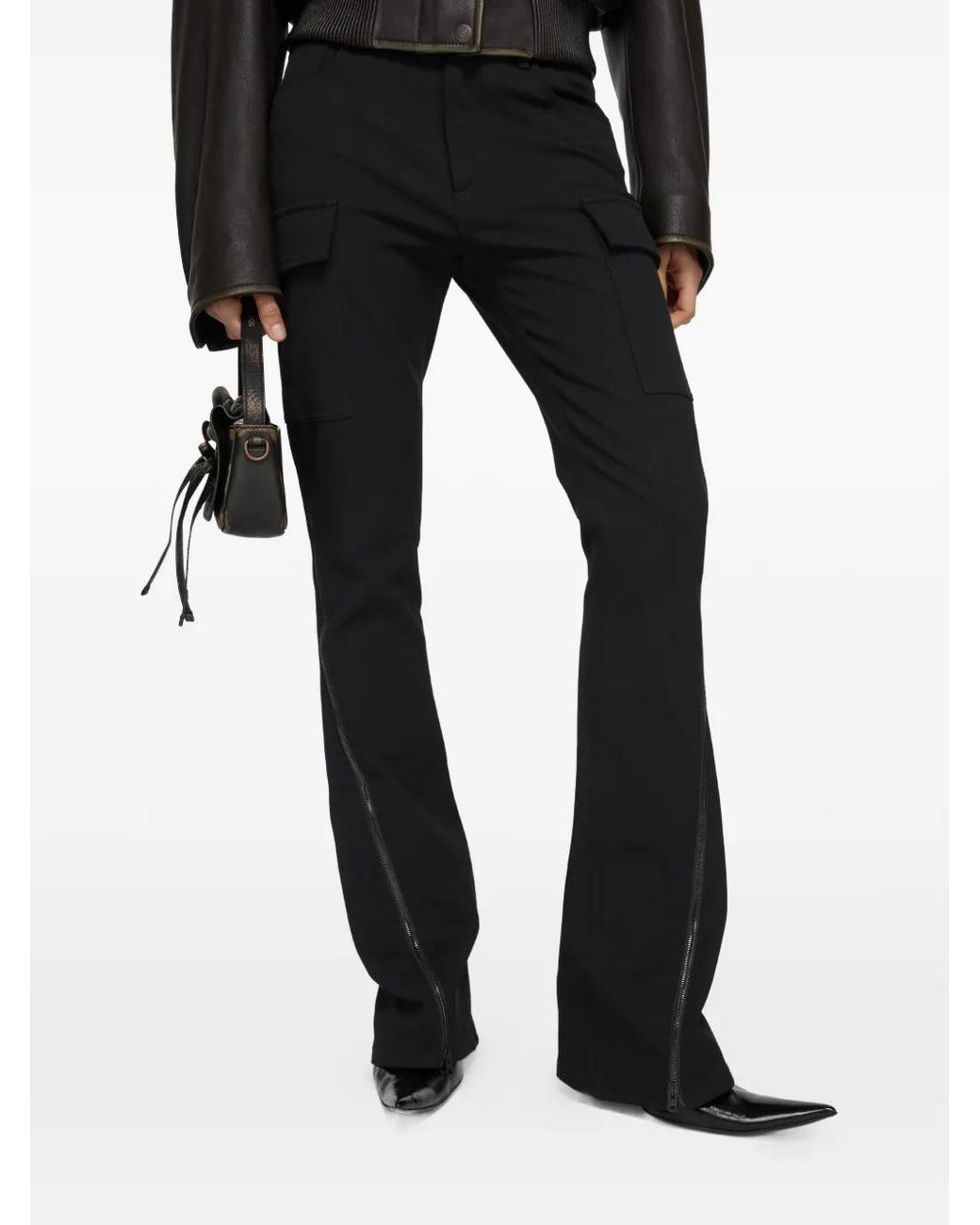 Acne Black Stretch Zip Cargo Pants