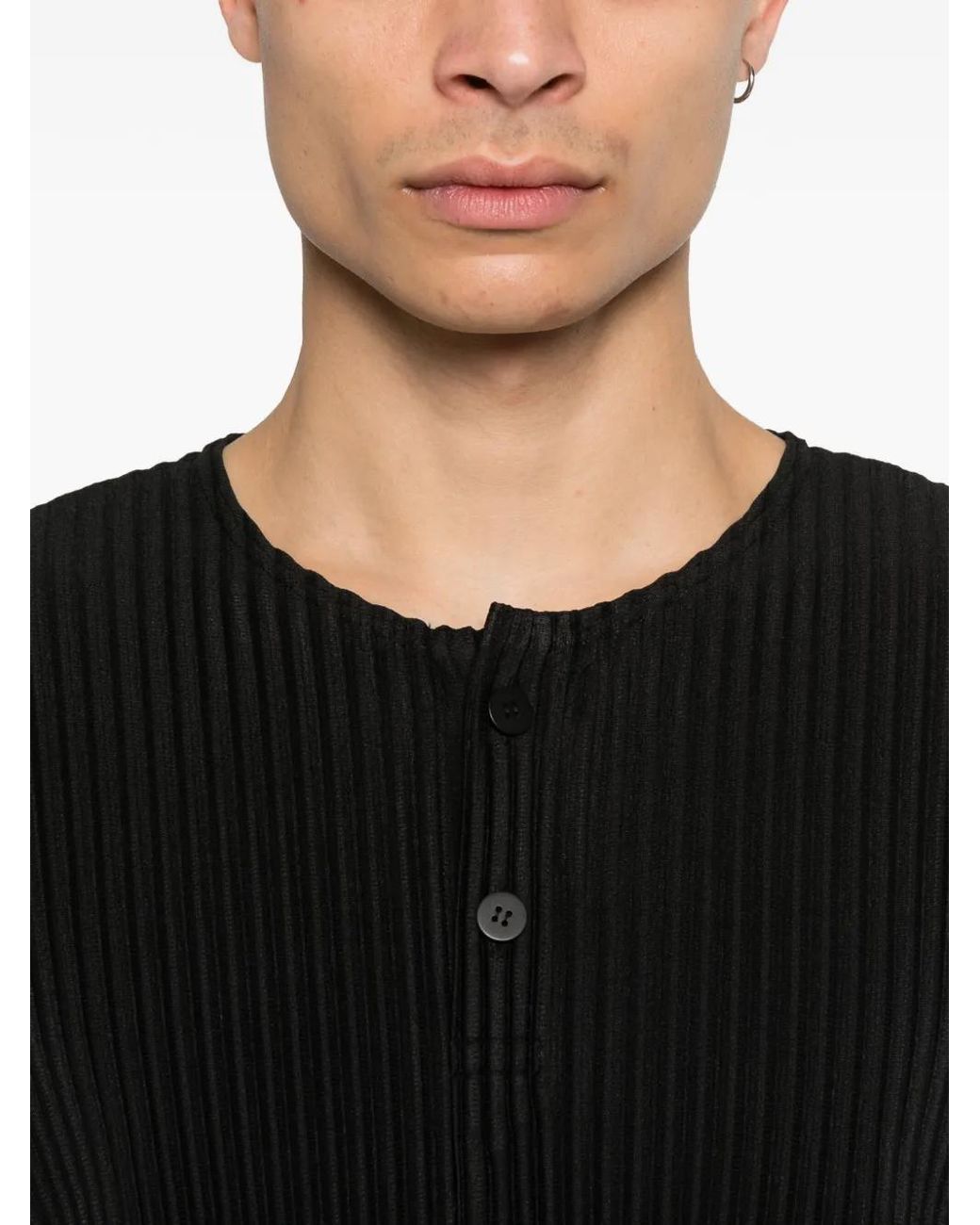 Homme Plissé Issey Miyake Black Mc February Button Pleated T-Shirt for men