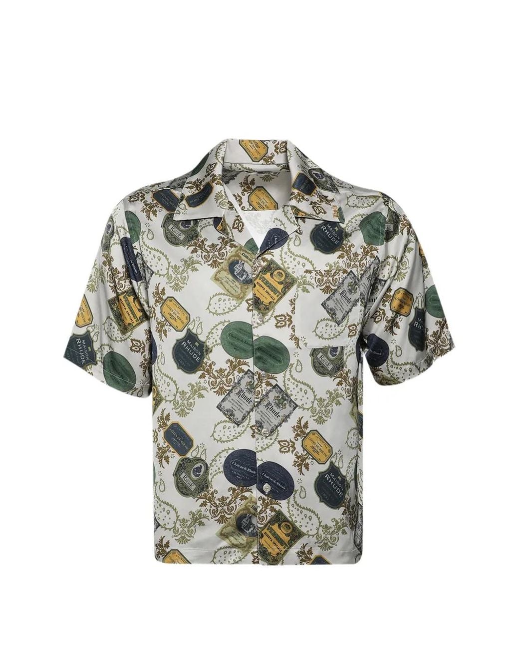 Rhude Gray Bandana-Print Short-Sleeve Shirt for men