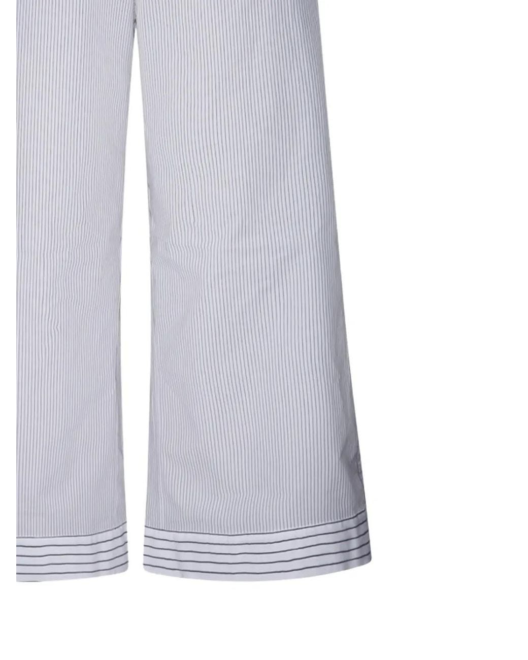By Malene Birger White Mirabello Striped Trousers