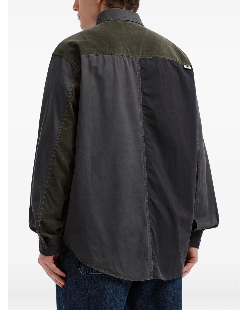 Chocoolate Black Patchwork Long-Sleeve Shirt for men