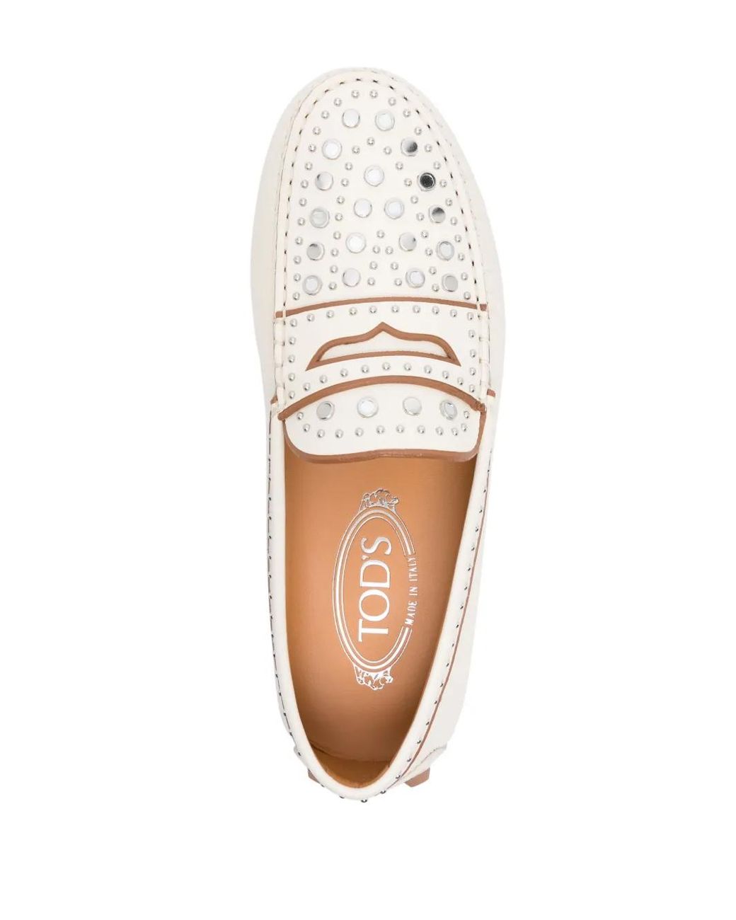 Tod's White Gommino Macro Studded Loafers