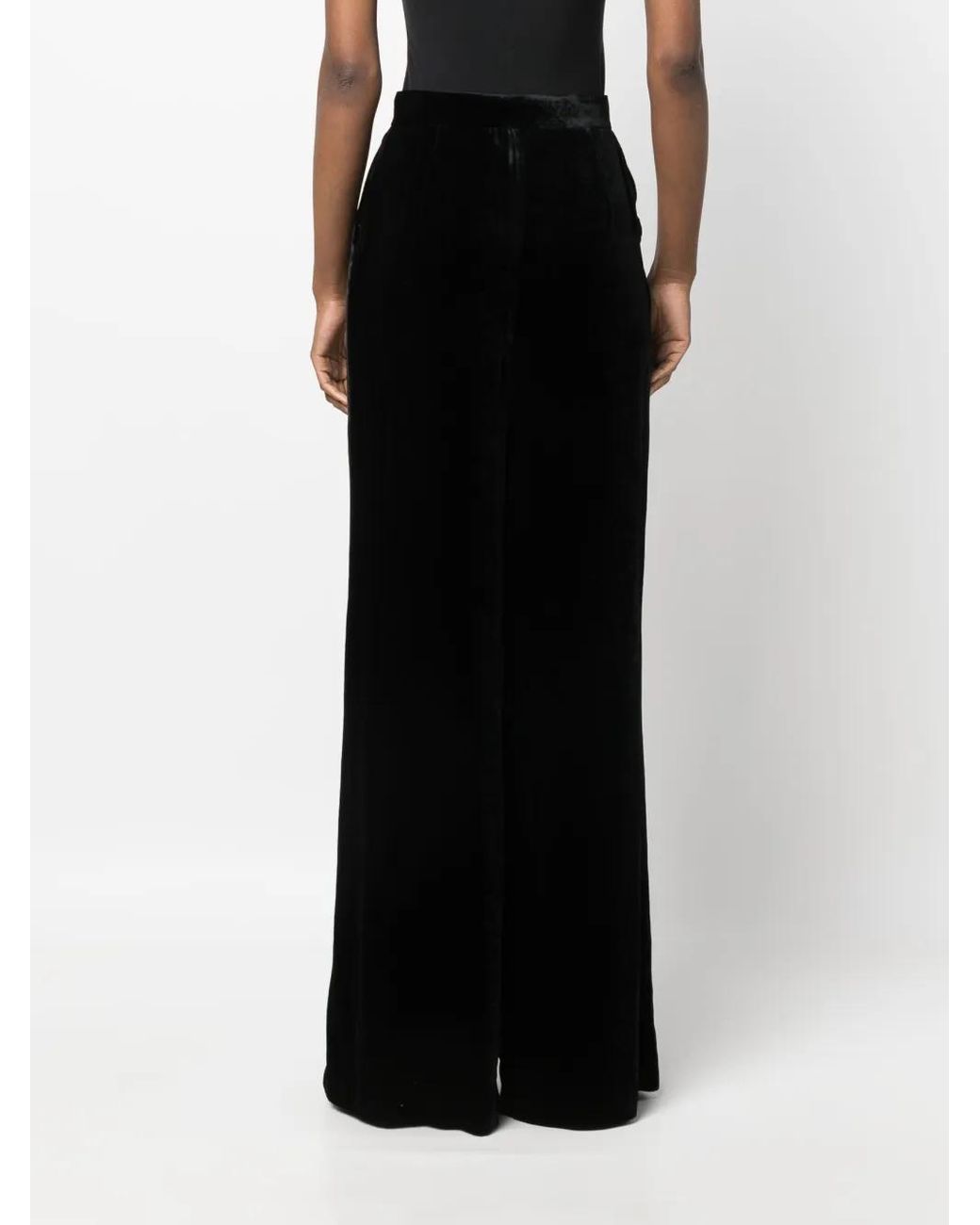 Alberta Ferretti Black Velvet Palazzo Trousers