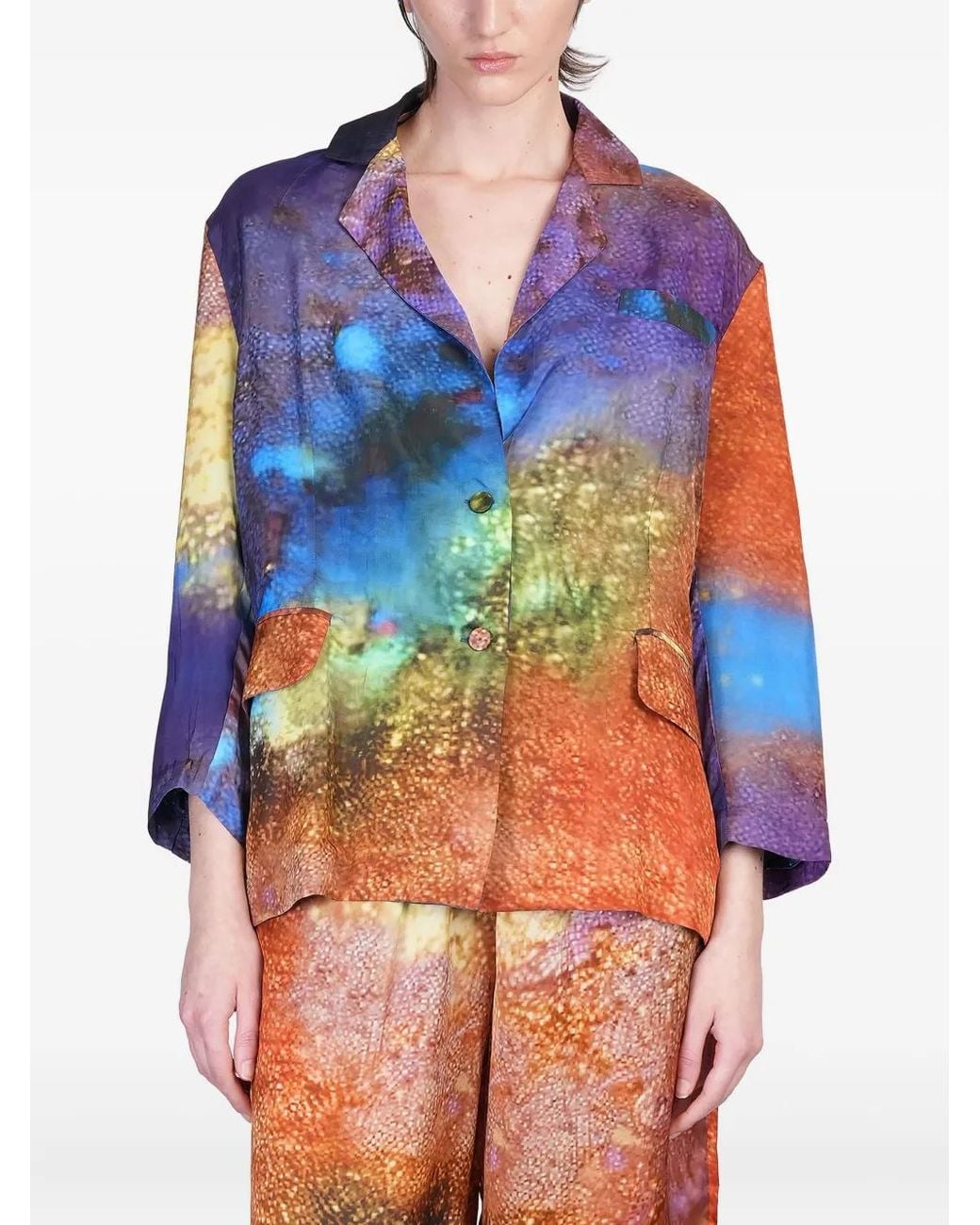Yavi Blue Abstract-Print Blazer