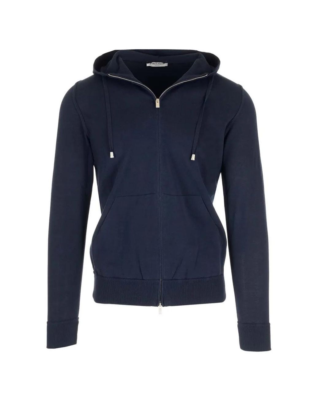 Al Duca D'aosta Blue Zip-Up Drawstring Hoodie for men