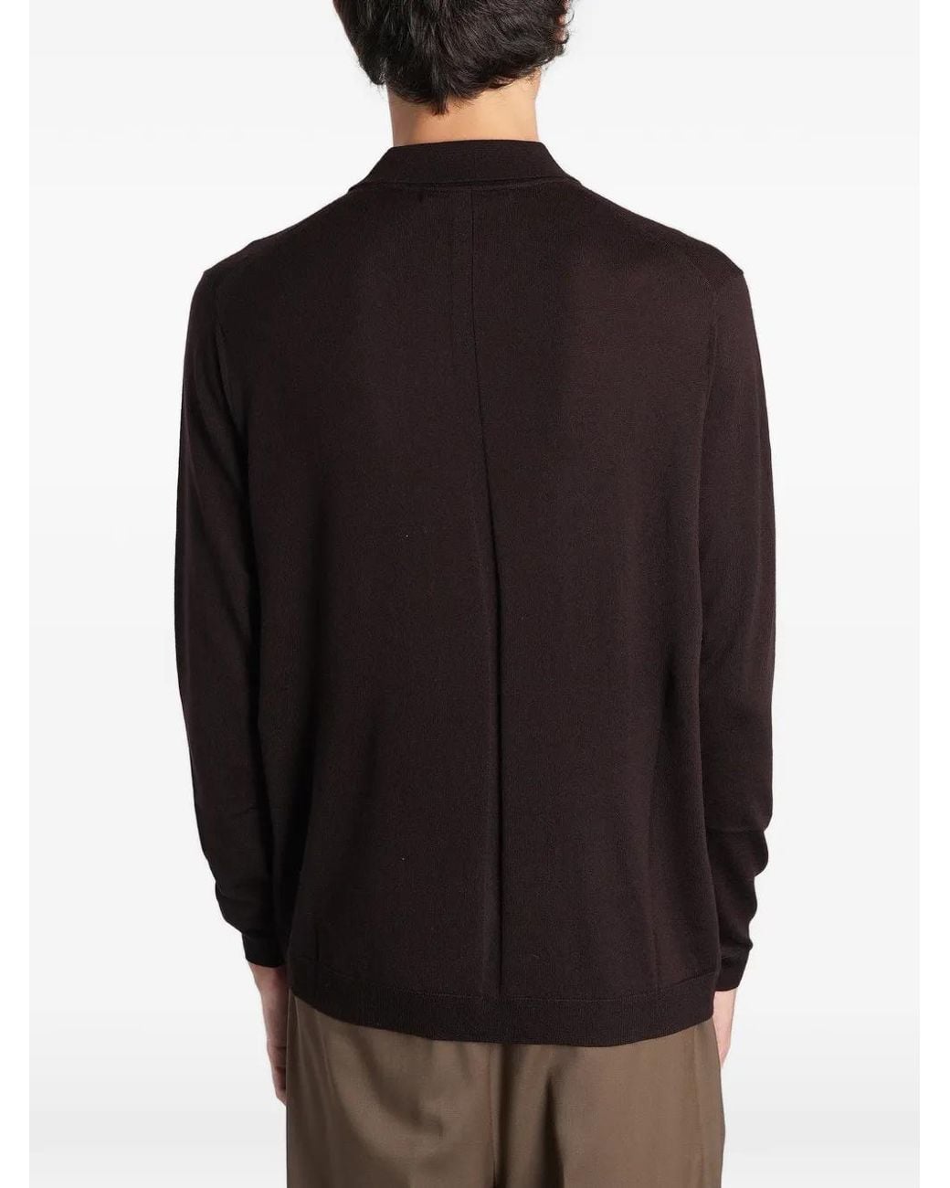 Low Brand Black Long-Sleeve Polo Shirt for men